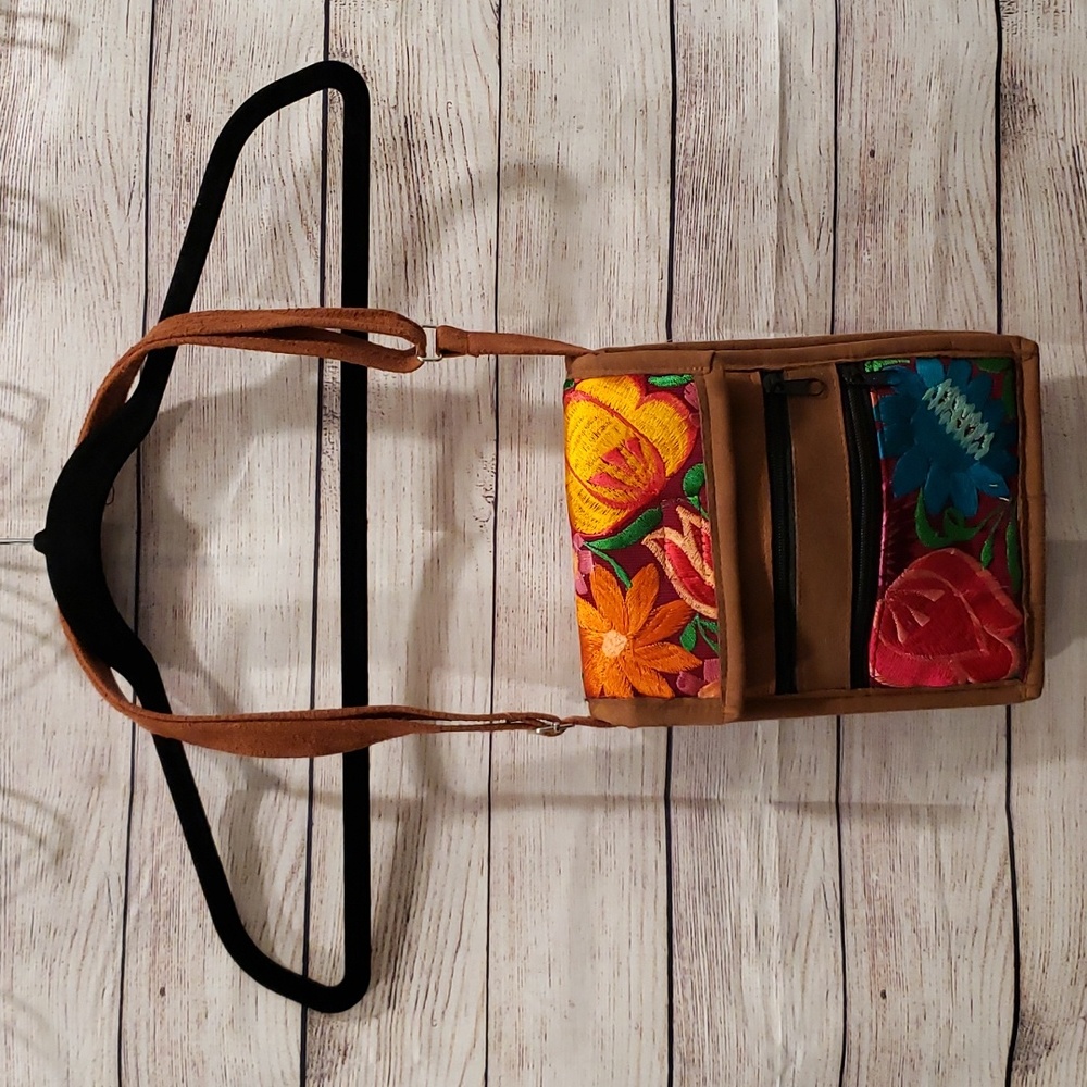 🌺 Embroidered Floral Crossbody Bag | Boho Leather Accent Purse